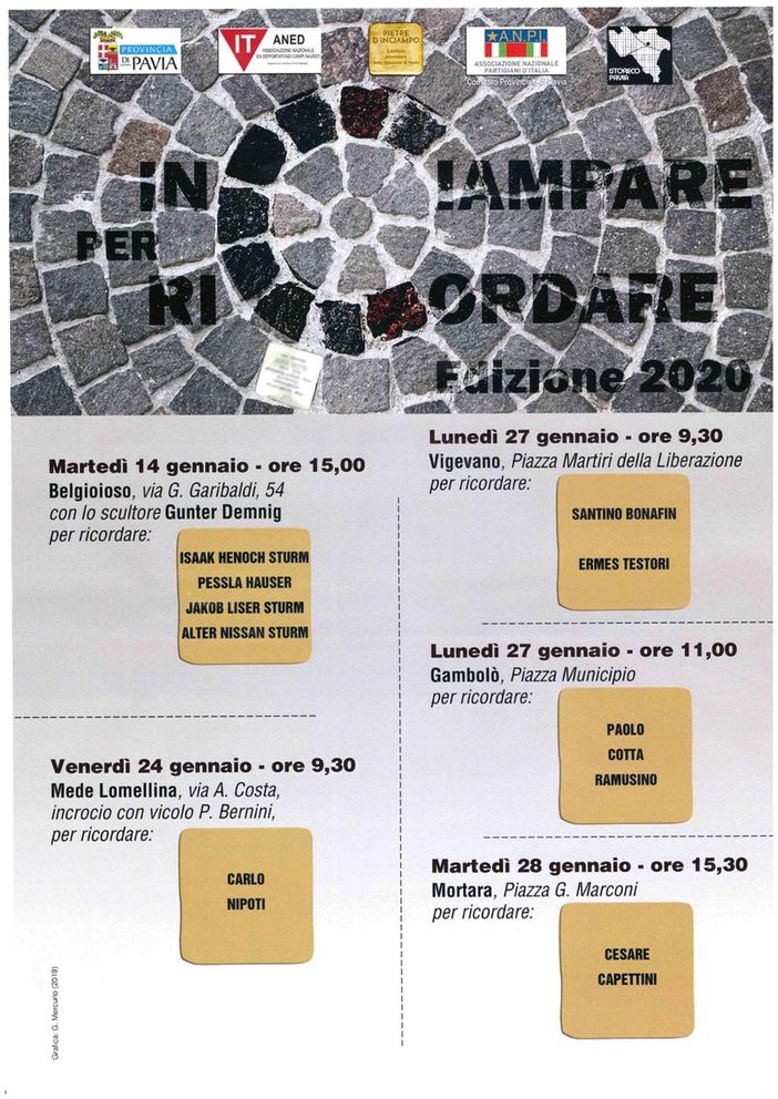 Pavia e provincia: presentato il progetto pietre d'inciampo per il 2020 Pavia e provincia: presentato il progetto pietre d'inciampo per il 2020