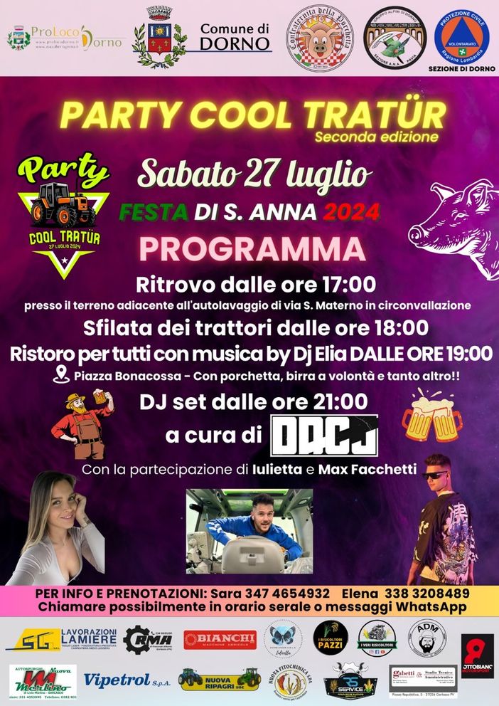 Dorno: torna l'evento "Party cool tratur" giunto alla 2° edizione Dorno: torna l'evento "Party cool tratur" giunto alla 2° edizione
