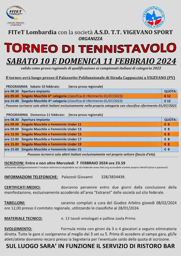 Tennistavolo, weekend di tornei regionali a Vigevano Tennistavolo, weekend di tornei regionali a Vigevano