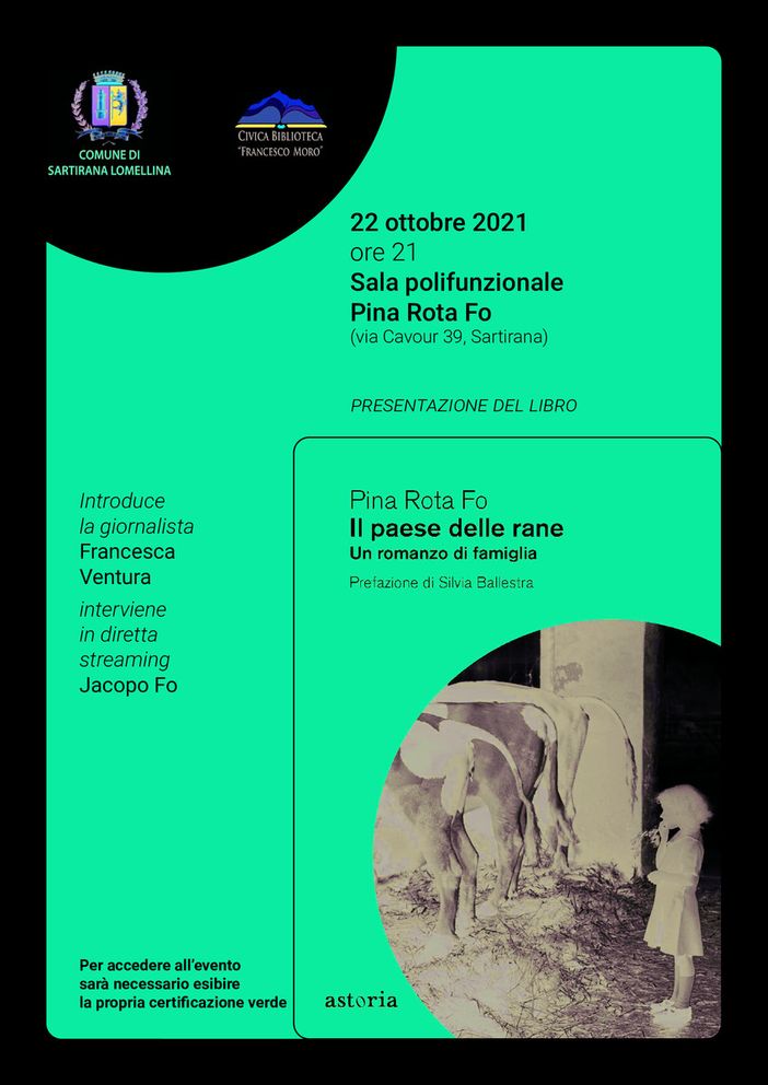 Sartirana: il 22 ottobre verrà presentato “Il Paese delle rane” di Pina Rota Fo