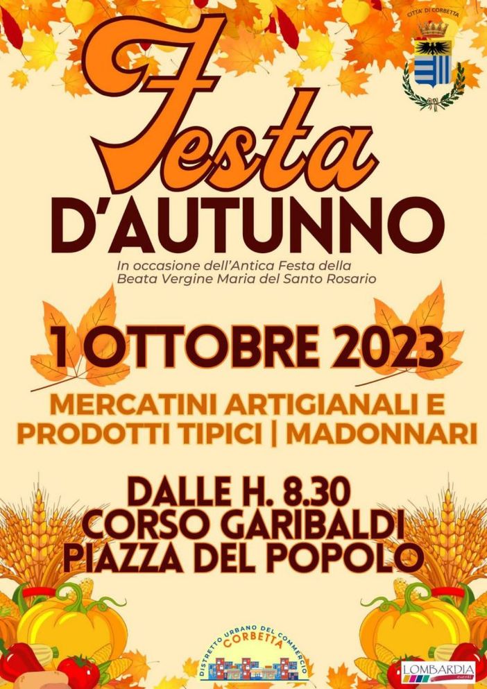 Corbetta: domenica arriva la Festa d’Autunno