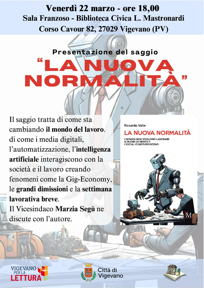 Vigevano: Riccardo Valle presenta in biblioteca il saggio "La nuova normalità"