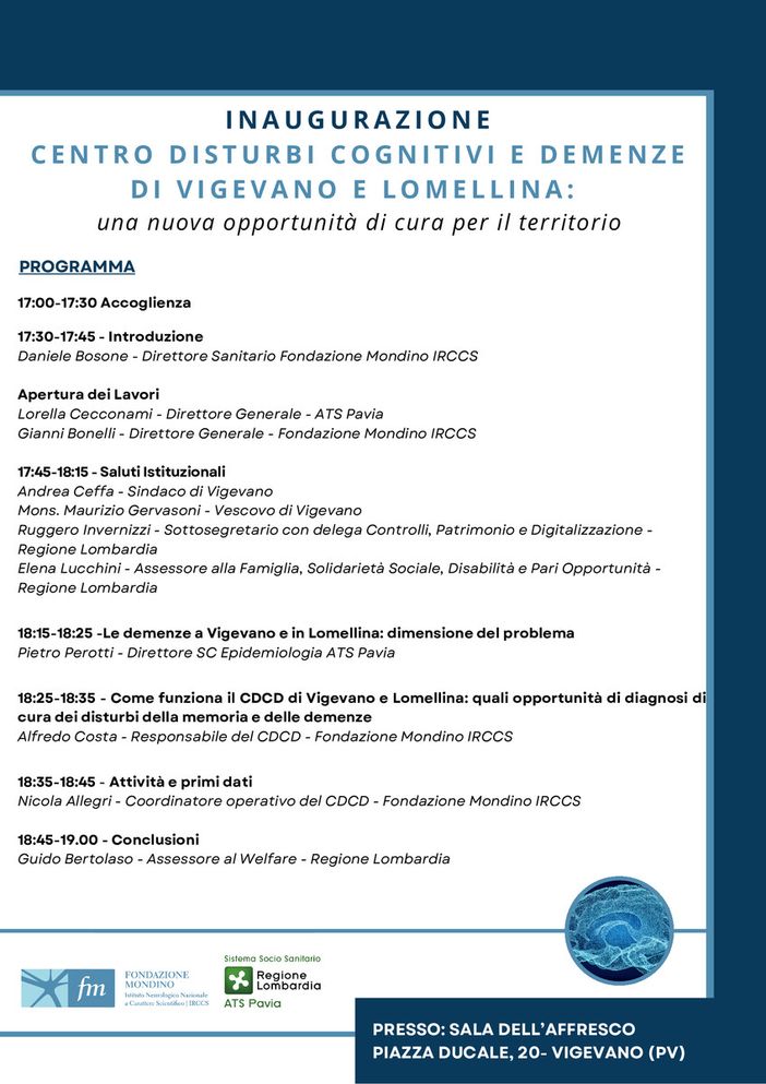 Centro per i disturbi cognitivi e le demenze di Vigevano e Lomellina Centro per i disturbi cognitivi e le demenze di Vigevano e Lomellina