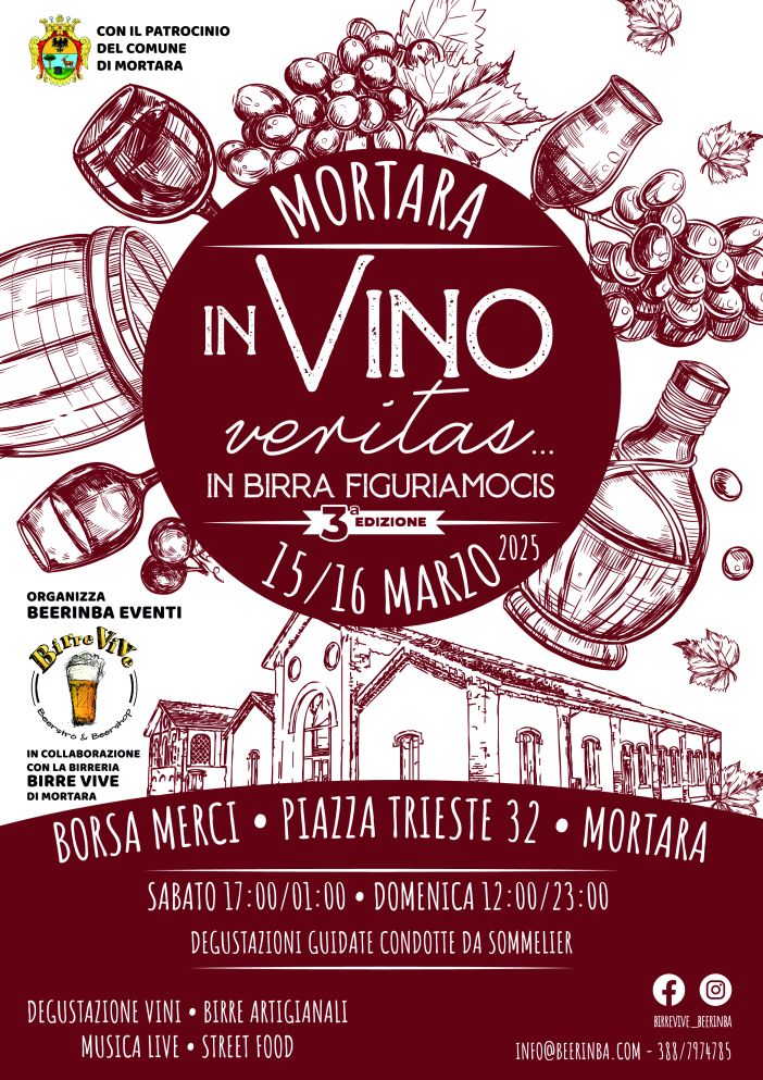 “In vino veritas… in birra figuriamocis” torna a Mortara la due giorni dedicata a vino e street food “In vino veritas… in birra figuriamocis” torna a Mortara la due giorni dedicata a vino e street food