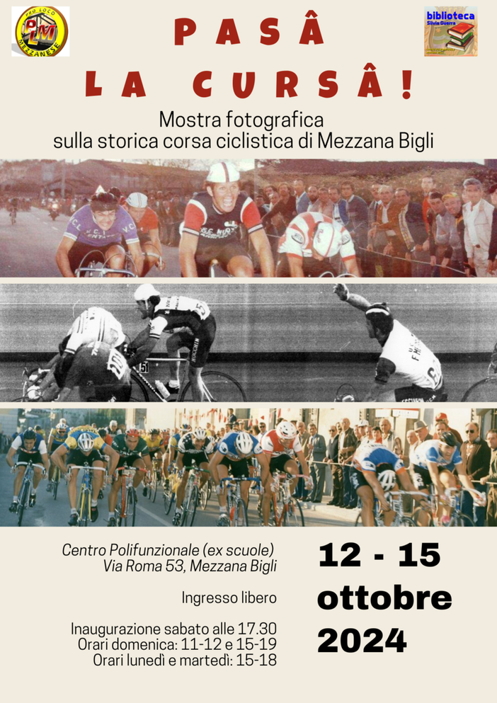 A Mezzana Bigli va in scena "Pasâ la cursâ", mostra fotografica dedicata alla storica corsa ciclistica mezzanese