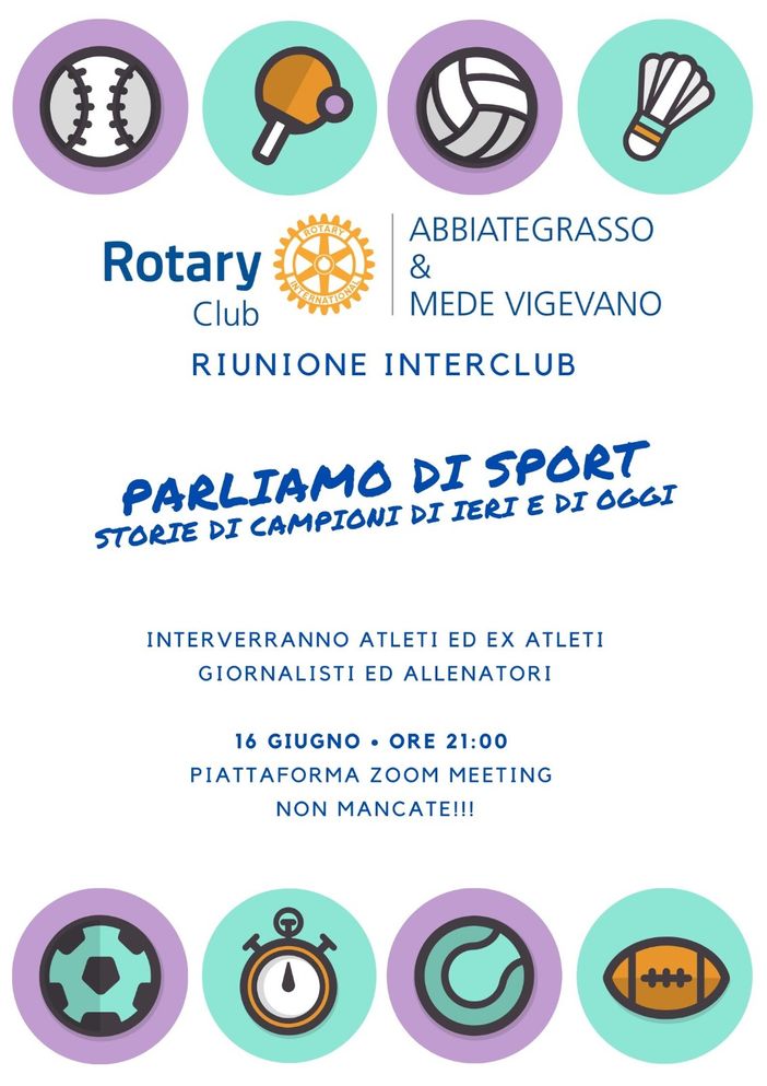 Il Rotary Club Mede Vigevano organizza un incontro virtuale dedicato agli uomini di sport