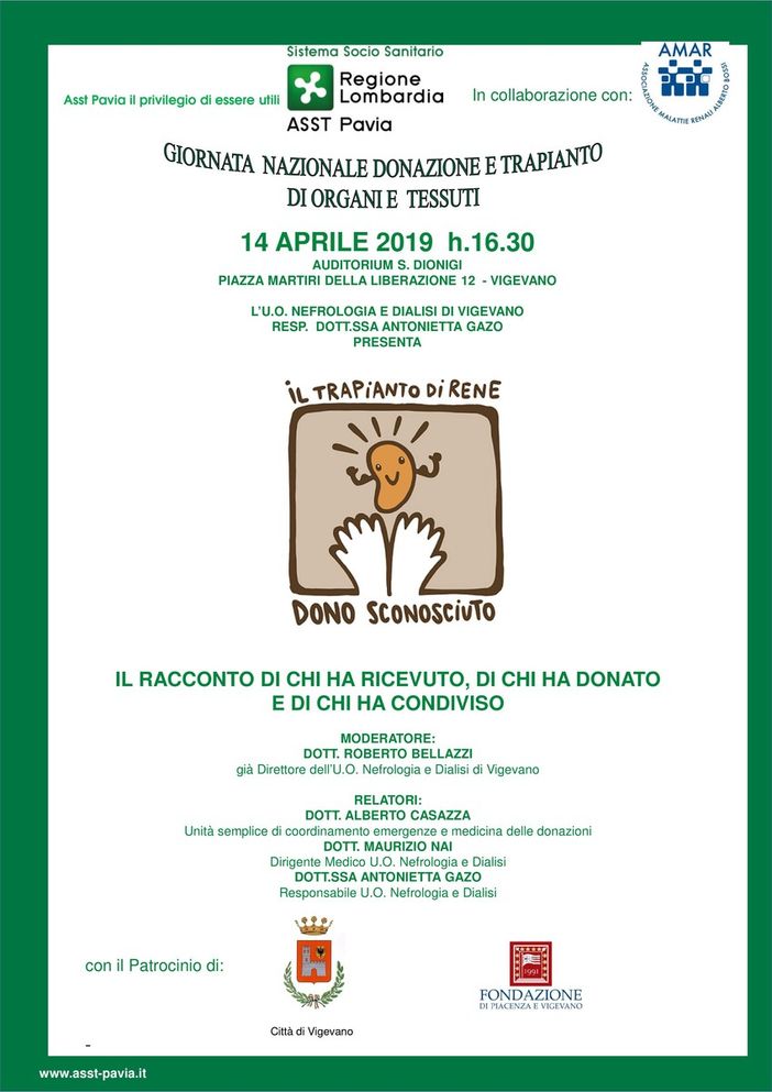 Vigevano: all'Auditorium San Dionigi i racconti di pazienti e donatori di organi Vigevano: all'Auditorium San Dionigi i racconti di pazienti e donatori di organi