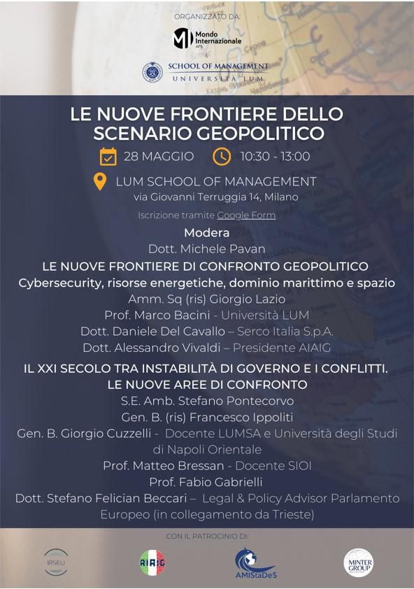 Relatori d’eccezione, analisti di intelligence e geopolitica, sabato 28 maggio alle 10.30 alla LUM School of Management in Villa Clerici a Milano Relatori d’eccezione, analisti di intelligence e geopolitica, sabato 28 maggio alle 10.30 alla LUM School of Management in Villa Clerici a Milano