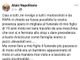 Il post di Alain Napolitano su Facebook