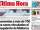 Il maxi focolaio di Covid in prima pagina su uno dei quotidiani di Maiorca