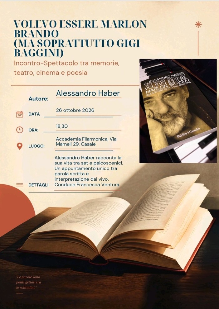 Casale Monferrato, Alessandro Haber si racconta in quasi sessant’anni di carriera Casale Monferrato, Alessandro Haber si racconta in quasi sessant’anni di carriera