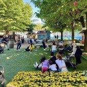 Pecore e agnelli al pascolo… non solo fiori al villaggio Springmania di San Martino Siccomario