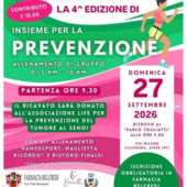In pista domenica 27 settembre per la 4a edizione di "Insieme per la prevenzione " In pista domenica 27 settembre per la 4a edizione di "Insieme per la prevenzione "