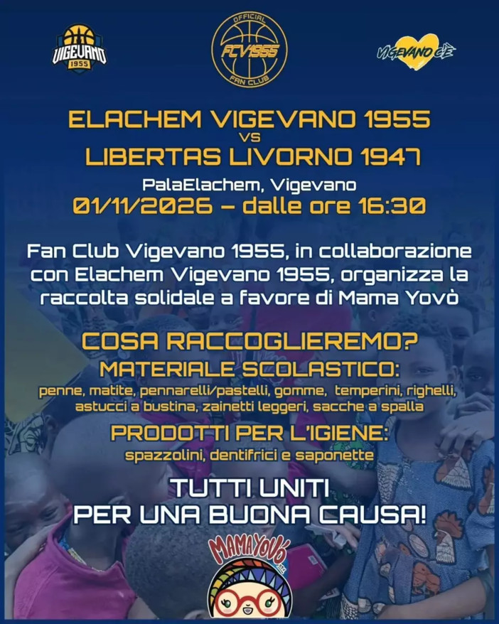 Basket serie A2, domenica 1 novembre offrite il vostro contributo al PalaElachem per Mama Yovò!