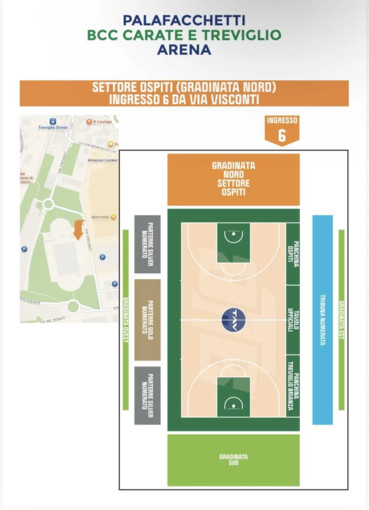 Basket serie B: trasferta di Treviglio, i tifosi gialloblu ospitati nella gradinata nord ospiti (ingresso 6)