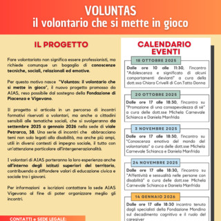AIAS Vigevano presenta “Voluntas: il volontario che si mette in gioco”  grazie al contributo della Fondazione di Piacenza e Vigevano