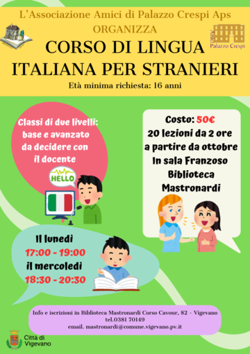 Vigevano, in arrivo i nuovi corsi di avvicinamento alla lingua italiana per stranieri