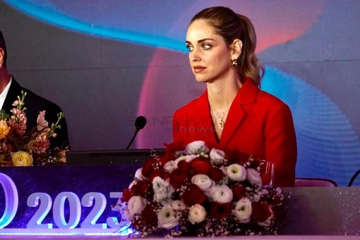 Chiara Ferragni in sala stampa al Casinò di Sanremo