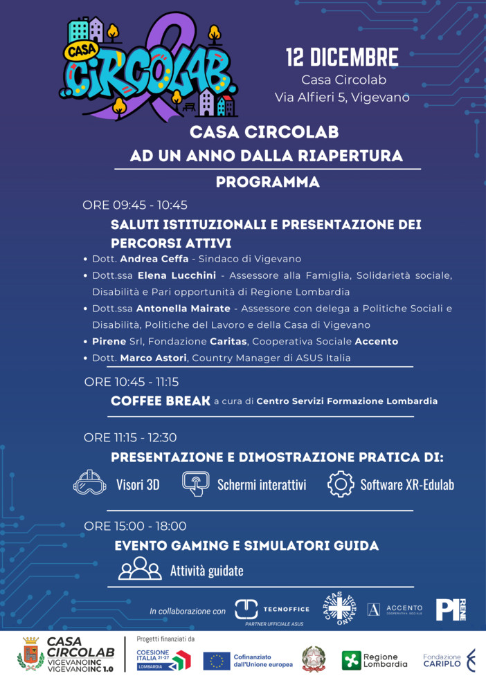 Vigevano: a Casa Circolab presentazione dei percorsi attivi, dimostrazioni e gaming con visori e simulatori di guida