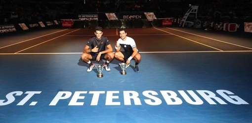 Berrettini e Fognini in trionfo a San Pietroburgo (foto tratta dal profilo Facebook Ufficiale di Fabio Fognini)