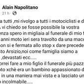 Il post di Alain Napolitano su Facebook