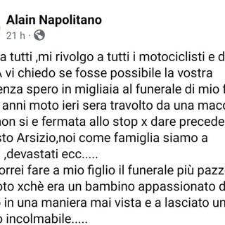 Il post di Alain Napolitano su Facebook