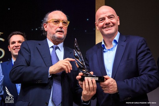 Gianni Merlo assieme al Presidente della FIFA Gianni Infantino