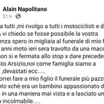 Il post di Alain Napolitano su Facebook