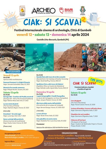 “Ciak: Si scava!” Festival Internazionale cinema di archeologia, città di Gambolò “Ciak: Si scava!” Festival Internazionale cinema di archeologia, città di Gambolò