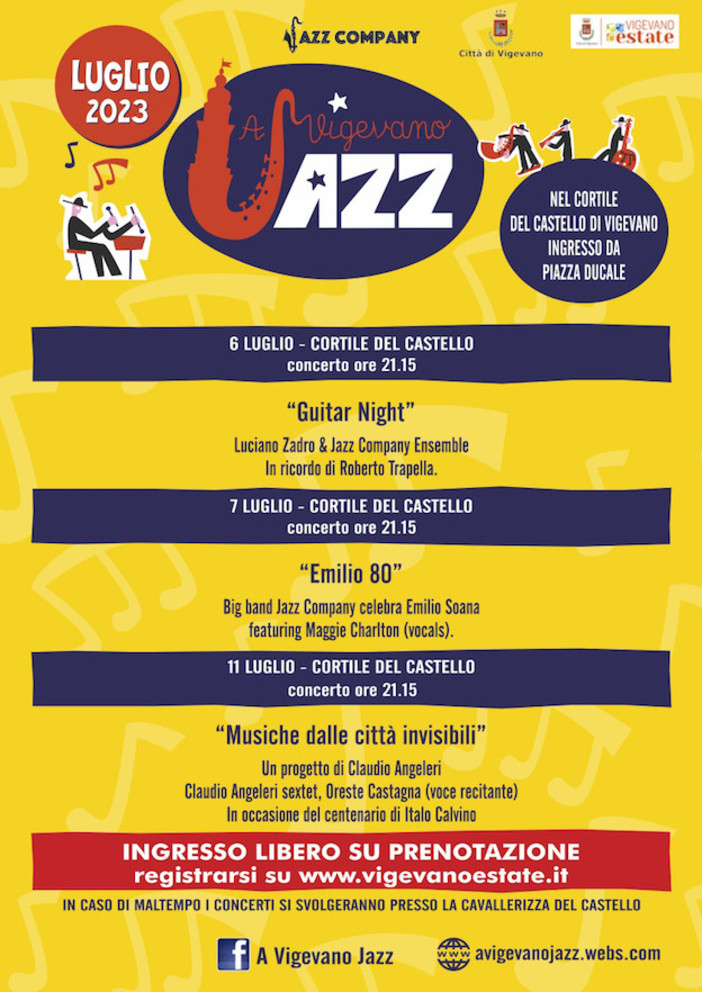 Dal 6 all’11 luglio la settima edizione  di “A Vigevano Jazz” con Emilio Soana, Luciano Zadro,  la Big Band Jazz Company e Claudio Angeleri