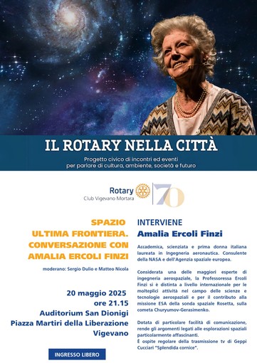 “Spazio ultima frontiera”: Amalia Ercoli Finzi ospite del “Rotary nella città”, incontra i cittadini vigevanesi