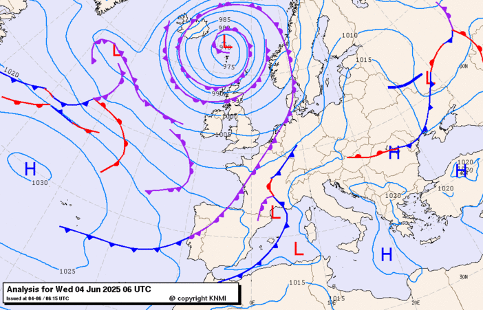Previsioni meteo per mercoledì 4, giovedì 5, giovedì 6 (giugno)