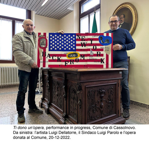 Cassolnovo, Luigi Dellatorre ha donato il trittico: Back from New York N.46