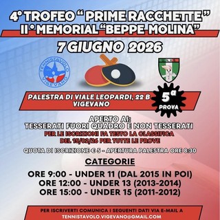 Tennistavolo: torneo "prime racchette", il TT Vigevano 1999 organizza la quinta prova del circuito