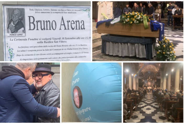 VIDEO. L'ultimo abbraccio di Varese a Bruno Arena. L'amico Max Cavallari: «Ora lui è lassù con i grandi, ma lo sento sempre con me»