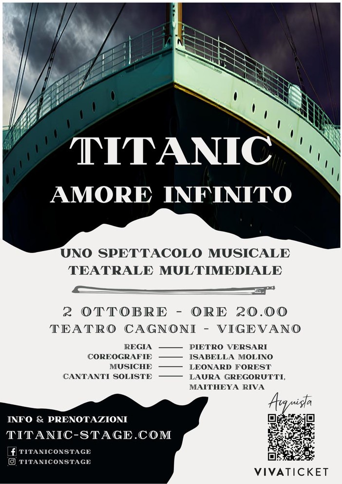 &quot;Titanic, Un Amore Infinito&quot; uno spettacolo teatrale musicale multimediale al teatro Cagnoni di Vigevano