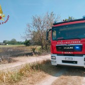 Garlasco: vasto incendio di sterpaglie, sul posto due squadre di Vigili del fuoco