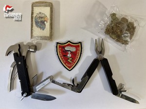 Pavia: due denunce per porto abusivo di armi, recuperato anche circa 1 etto di hashish