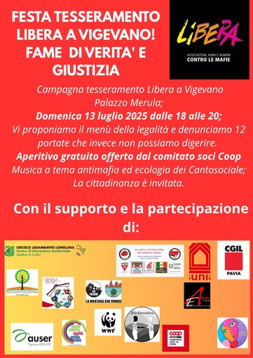 Vigevano: “Fame di Verità e Giustizia”, nell'evento organizzato da Libera