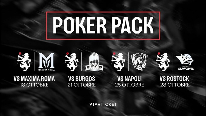 Basket, In vendita i biglietti per la sfida casalinga con San Pablo Burgos e il nuovo Poker Pack di ottobre Basket, In vendita i biglietti per la sfida casalinga con San Pablo Burgos e il nuovo Poker Pack di ottobre