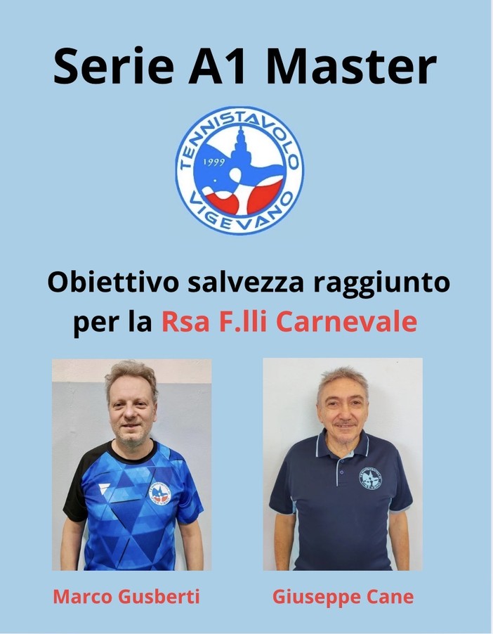 Tennistavolo: serie A1 Master, il concentramento di Sarentino regala la salvezza al TT Vigevano 1999