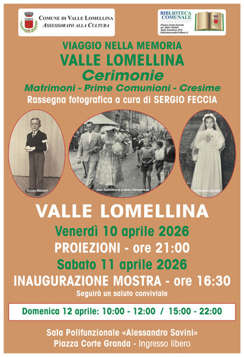 Valle Lomellina, "Viaggio nella memoria": mostra fotografica di cerimonie, matrimoni, prime comunioni, cresime