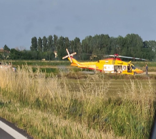 L'elisoccorso atterrato sul luogo dell'incidente