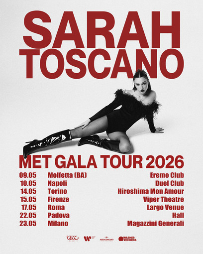 Musica: Sarah Toscano annuncia il Met Gala tour, in partenza da maggio 2026 Musica: Sarah Toscano annuncia il Met Gala tour, in partenza da maggio 2026