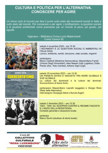 Vigevano: "Cultura e politica per l’alternativa. Conoscere per agire", ciclo di incontri al collettivo culturale Luxemburg Vigevano: "Cultura e politica per l’alternativa. Conoscere per agire", ciclo di incontri al collettivo culturale Luxemburg