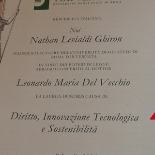 Università: Laurea Honoris causa a Leonardo Maria Del Vecchio