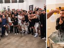 Adriano Vertemati festeggia la promozione con la sua squadra (foto Apu Udine)