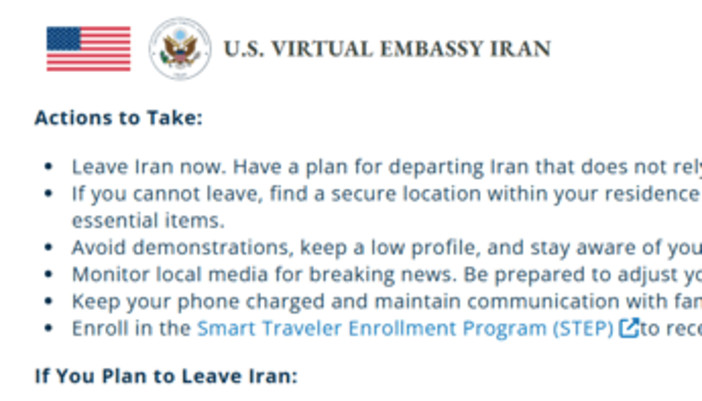 'Abbandonate l'Iran'. Il messaggio dell'ambasciata Usa, attacco imminente? 'Abbandonate l'Iran'. Il messaggio dell'ambasciata Usa, attacco imminente?