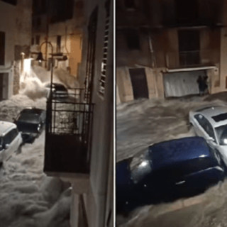 Maltempo, notte di paura ad Alcamo: strade come fiumi in piena