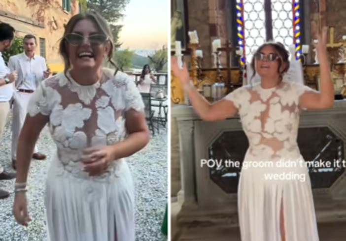 La lascia 7 giorni prima del matrimonio, lei festeggia comunque... con l'abito da sposa La lascia 7 giorni prima del matrimonio, lei festeggia comunque... con l'abito da sposa